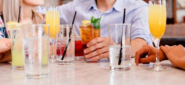 Various drinks on table
